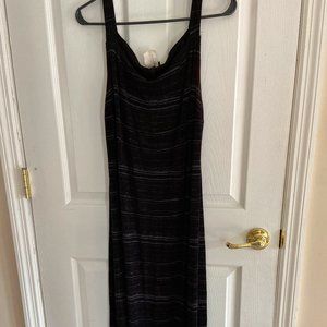 Silver and black striped maxi dress